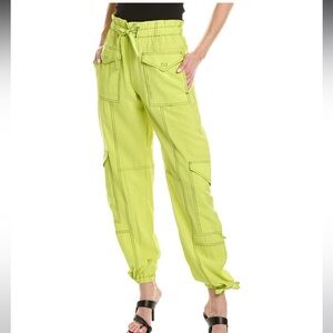 GANNI lime green jogger parachute pant